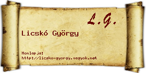 Licskó György névjegykártya